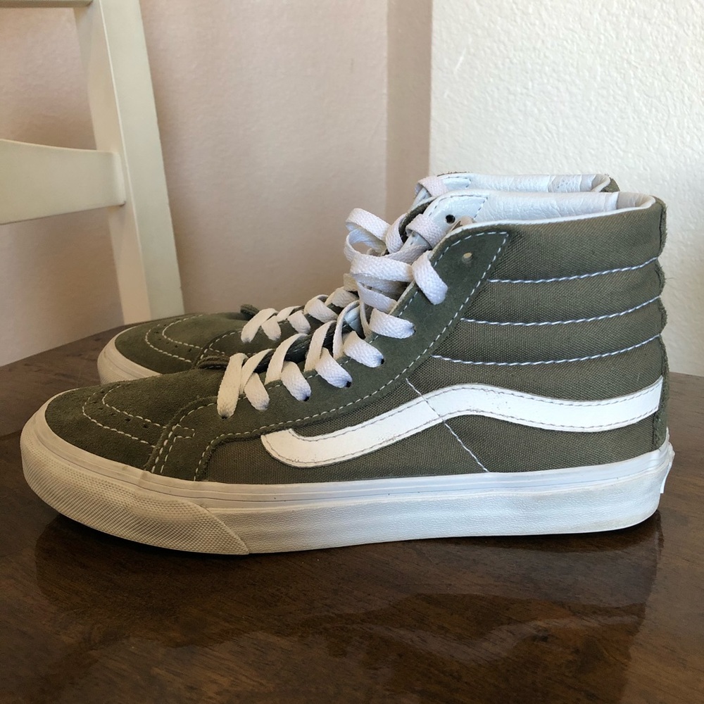 Vans Sk8-Hi Off the Wall Shoes, Olive Green